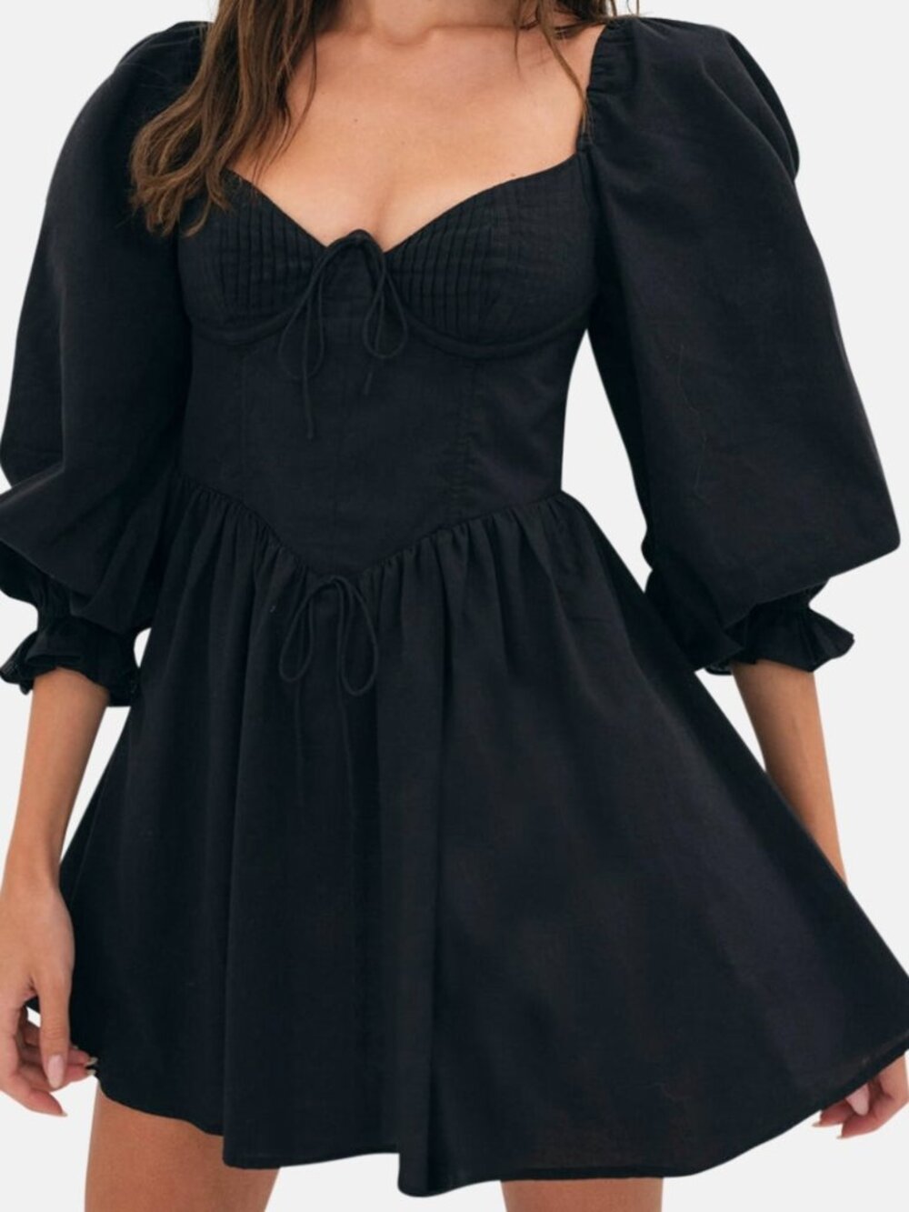 NWT For Love & Lemons Ruth‎ Black Corset Mini Dress XS